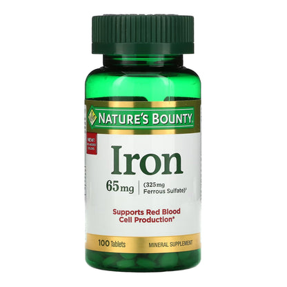 Nature's Bounty® Mineral Supplement Iron 65 mg Strength Tablet 100 per Bottle (861286_BT)