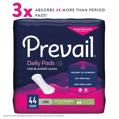 Prevail® Daily Pads Bladder Control Pad 8.35 Inch Length Light Absorbency Polymer Core One Size Fits Most (1166745_CS)