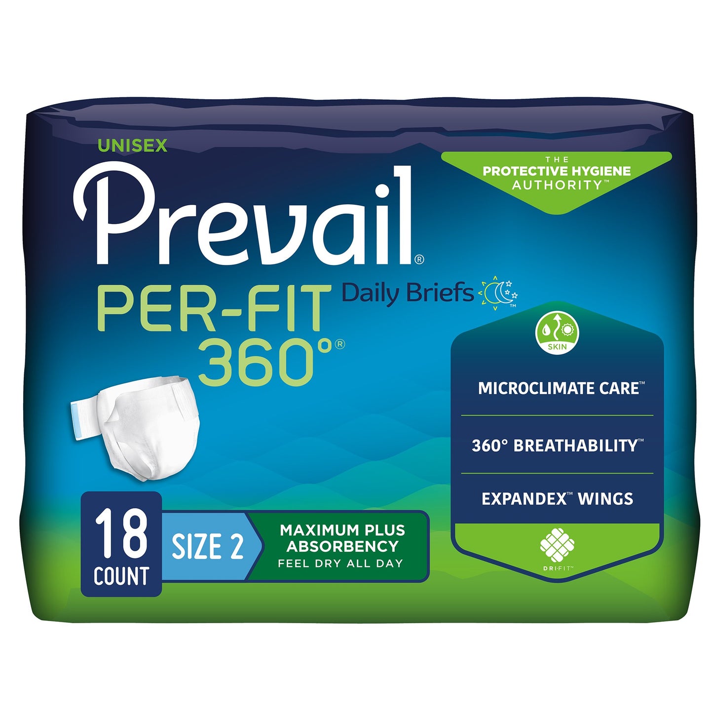Prevail® Per-Fit 360°™ Unisex Adult Incontinence Brief Size 2 Disposable Heavy Absorbency (1227003_CS)