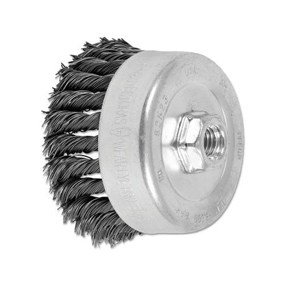 Advance Brush Standard Twist Single Row Cup Brush, 4 in dia, 5/8 in-11 Arbor, 0.023 Carbon Steel Wire (419-82523)