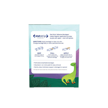 Designer Series with Stat Strip® Technology Adhesive Strip 3/4 X 3 Inch Plastic Rectangle Kid Design (Herbie the Dinosaur) Sterile (296236_CS)