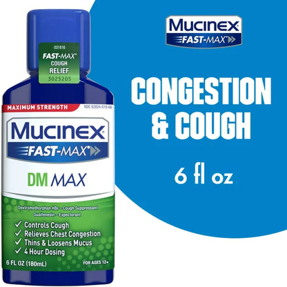 Mucinex® Fast-Max™ DM Max Cold and Cough Relief 400 mg - 20 mg / 20 mL Strength Liquid 6 oz. (830949_EA)