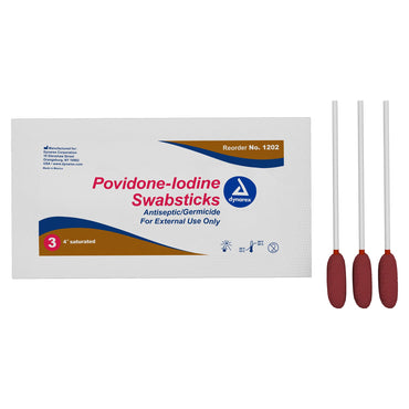 Dynarex Impregnated Swabstick 10% Strength Povidone-Iodine Individual Packet NonSterile (1140933_CS)