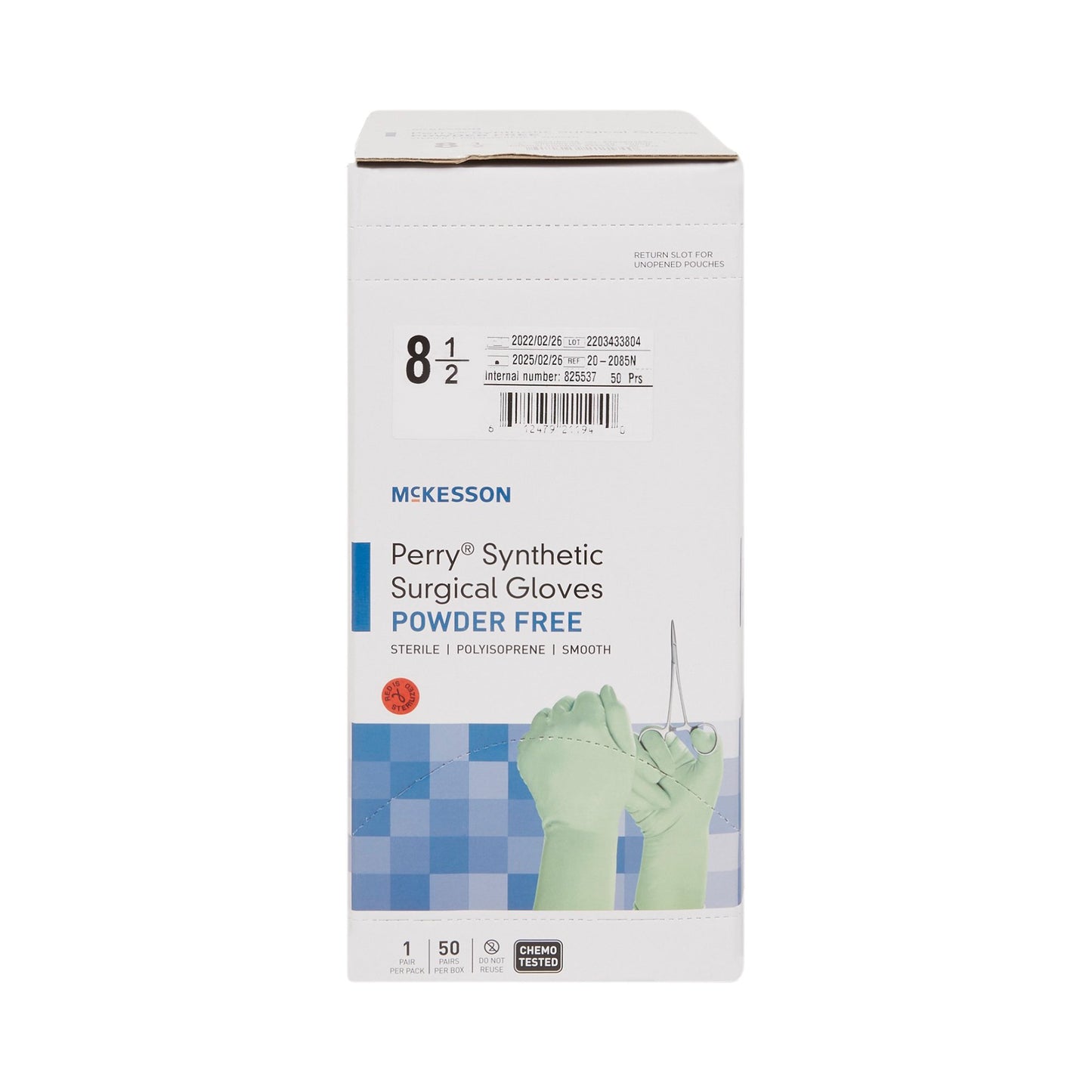 McKesson Perry® Performance Plus Surgical Glove Size 8.5 Sterile Polyisoprene Standard Cuff Length Smooth Green Chemo Tested (1044725_BX)
