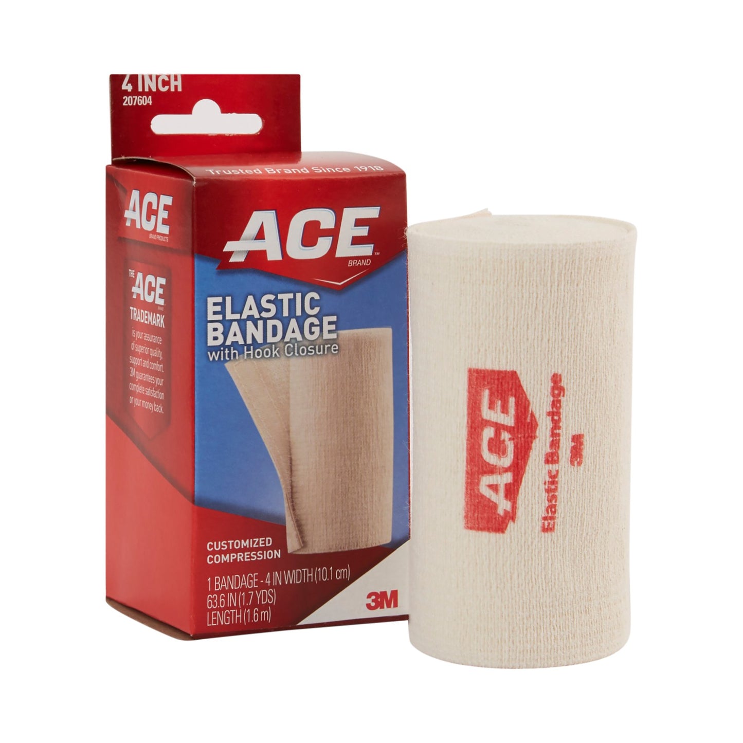 3M™ ACE™ Elastic Bandage 4 Inch X 5.3 Foot Single Hook and Loop Closure Tan NonSterile Standard Compression (500545_CS)