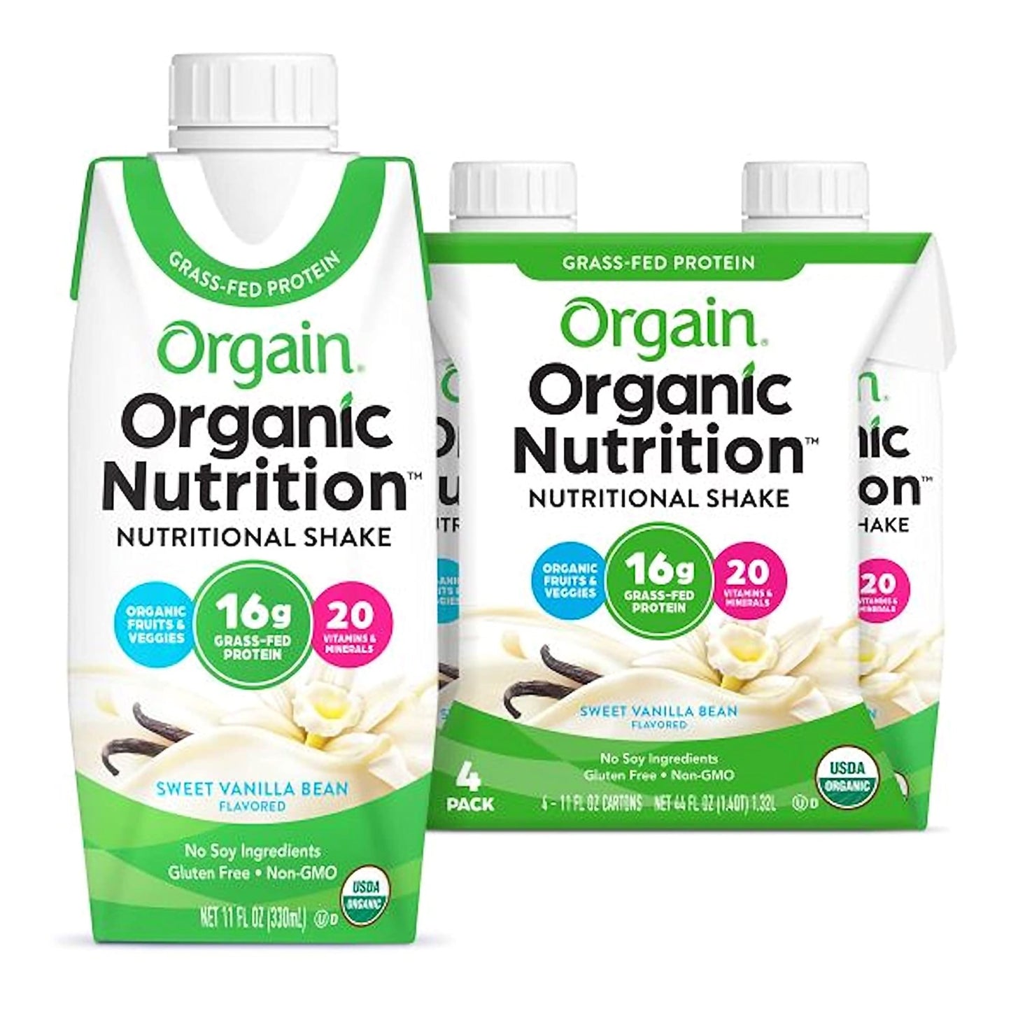 Orgain® Organic Nutritional Shake Oral Supplement Sweet Vanilla Bean Flavor Liquid 11 oz. Carton (1039285_CS)
