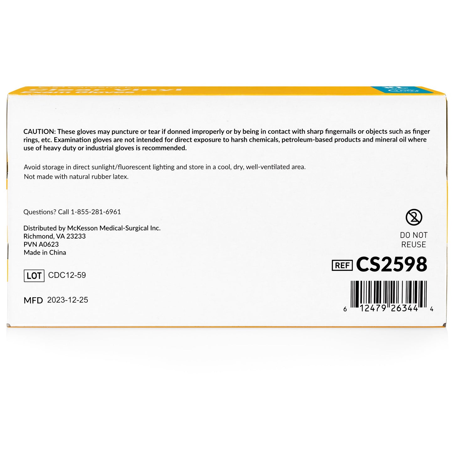 CareStock™ Exam Glove X-Large NonSterile Vinyl Standard Cuff Length Smooth Clear Not Rated (1230910_BX)