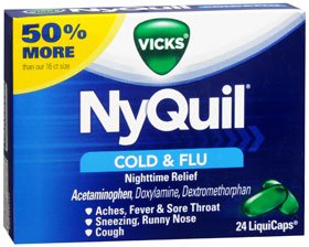 NyQuil® Cold and Cough Relief 325 mg - 15 mg - 6.25 mg Strength Gelcap 24 per Box (777452_CT)