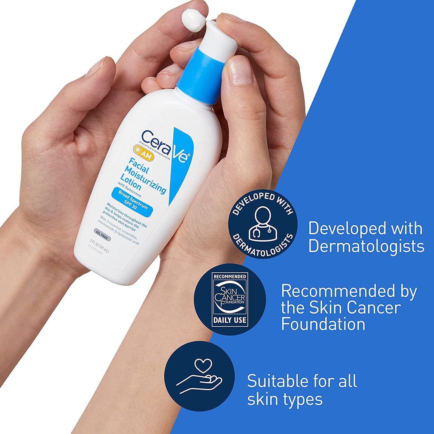 CeraVe® AM Facial Moisturizer with Sunscreen 3 oz. Pump Bottle Unscented Lotion (1229989_EA)