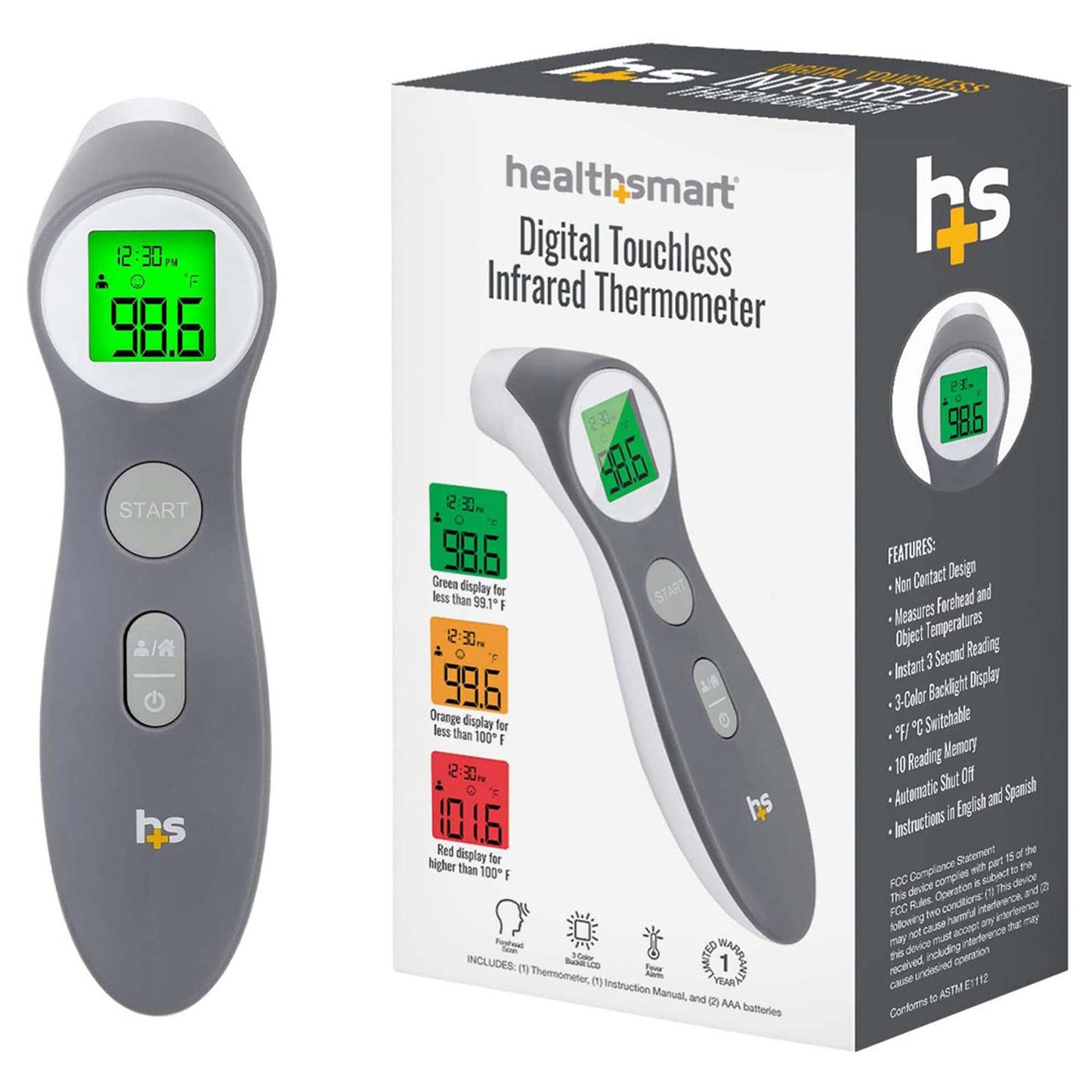 HealthSmart® Non-Contact Skin Surface Thermometer Infrared Skin Probe Handheld (1242697_EA)