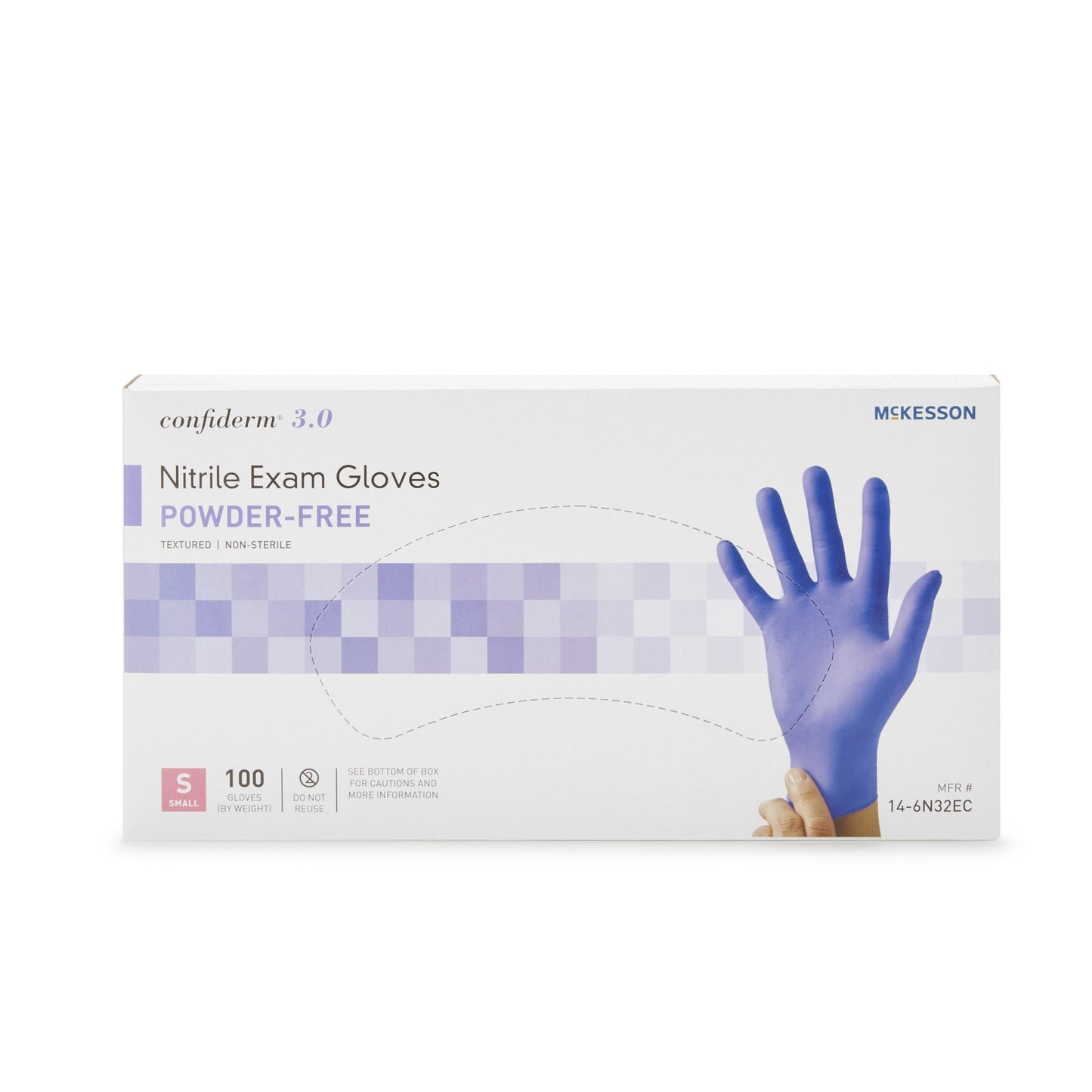 McKesson Confiderm® 3.0 Exam Glove Small NonSterile Nitrile Standard Cuff Length Textured Fingertips Blue Not Rated (1107940_BX)