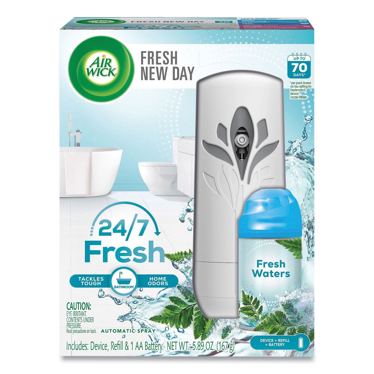 Air Wick Freshmatic Ultra Automatic Starter Kit, 5.94 x 3.31 x 7.63, White, Fresh Waters (RAC88413KT)