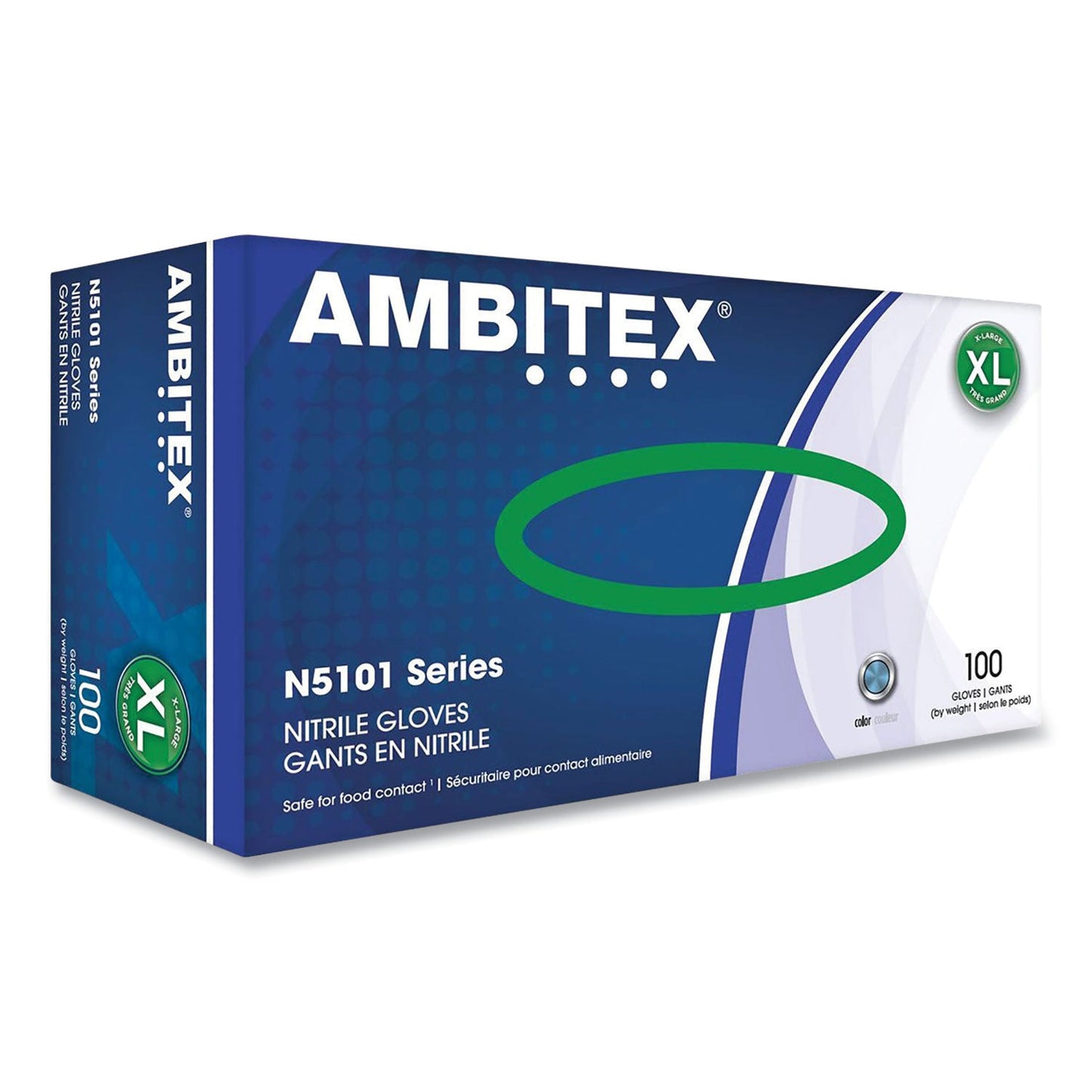 AMBITEX N5101 Series Powdered Nitrile Gloves, X-Large, Blue, 100/Box (TXINXL5101)