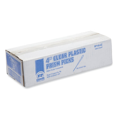 AmerCareRoyal Prism Picks, 4", Clear, 500/Box, 5 Boxes/Carton (RPPRP1494C)