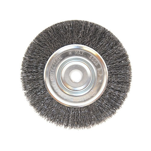 Anchor Brand® Light Duty Crimped Wheel Brushes, 6 D x 1/2 W, 0.014 Carbon Steel, 5/8 in - 1/2 in (102-BW-605)