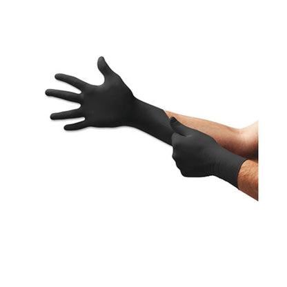 Ansell Onyx® N64 Nitrile Powder-Free Disposable Gloves, Textured Fingers, 3.5 mil Palm/5.1 mil Finger, Large, Black (748-N643)