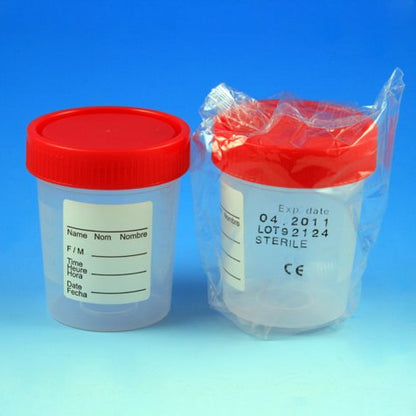 Globe Scientific Specimen Container 2-1/4 X 2-7/8 Inch 120 mL (4 oz.) Screw Cap Patient Information Sterile (537799_EA)