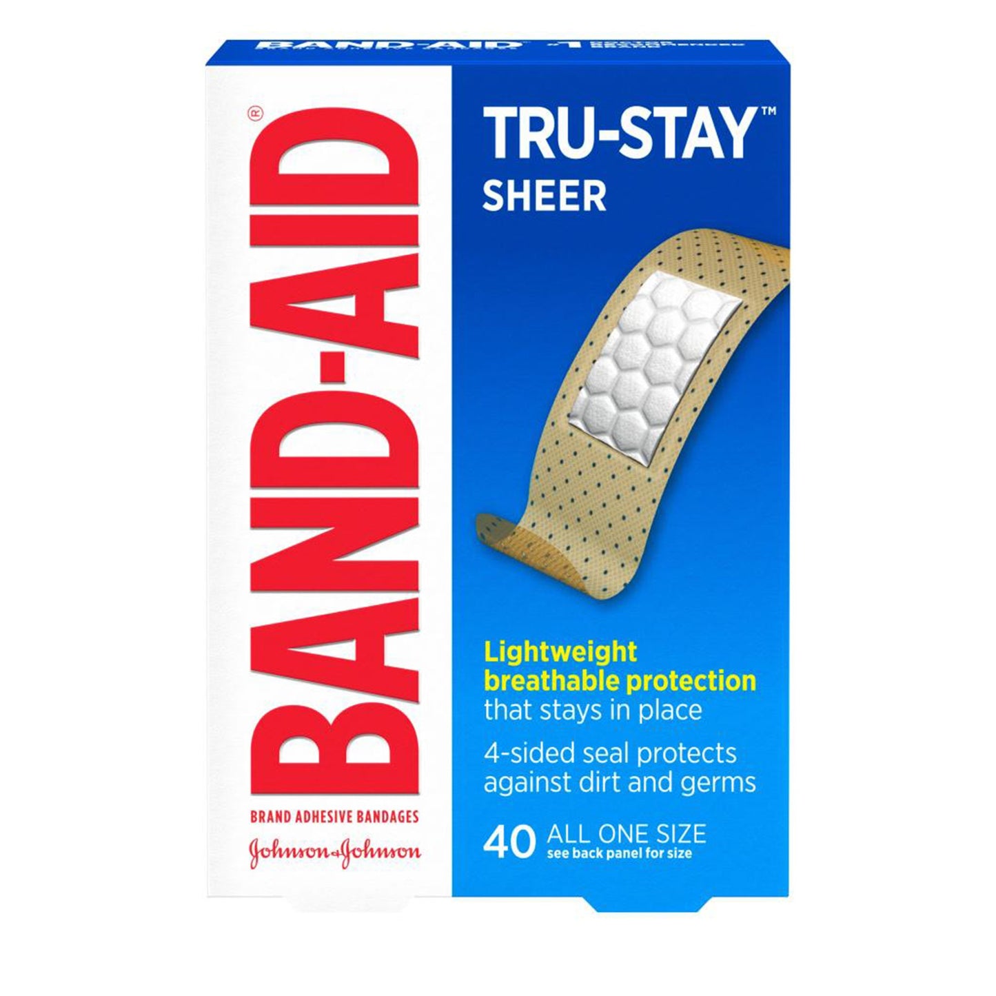 Band-Aid® TRU-STAY™ Adhesive Strip 3/4 X 3 Inch Plastic Rectangle Sheer Sterile (1193243_BX)