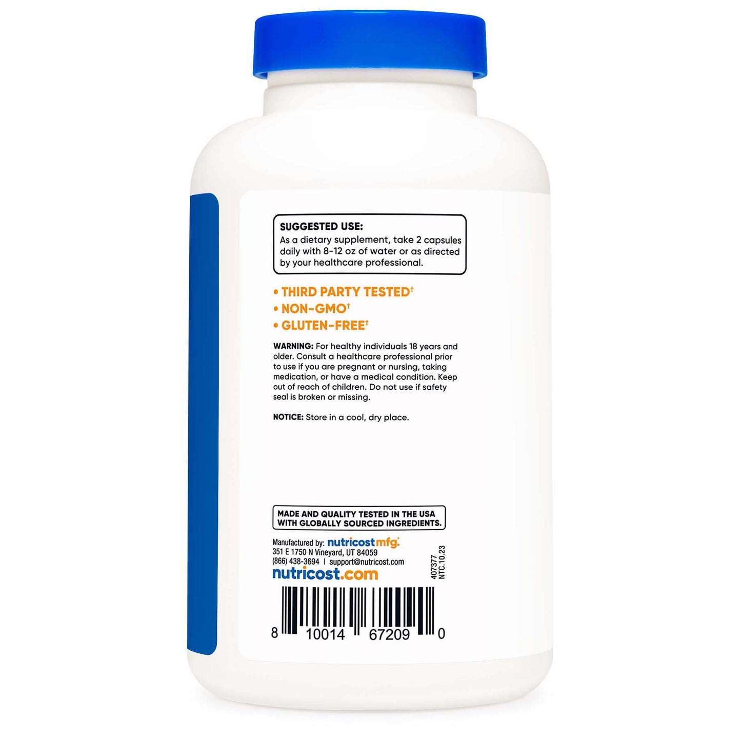 nutricost® Dietary Supplement Magnesium Citrate 420 mg Strength Capsule 240 Per Bottle (1270274_CS)