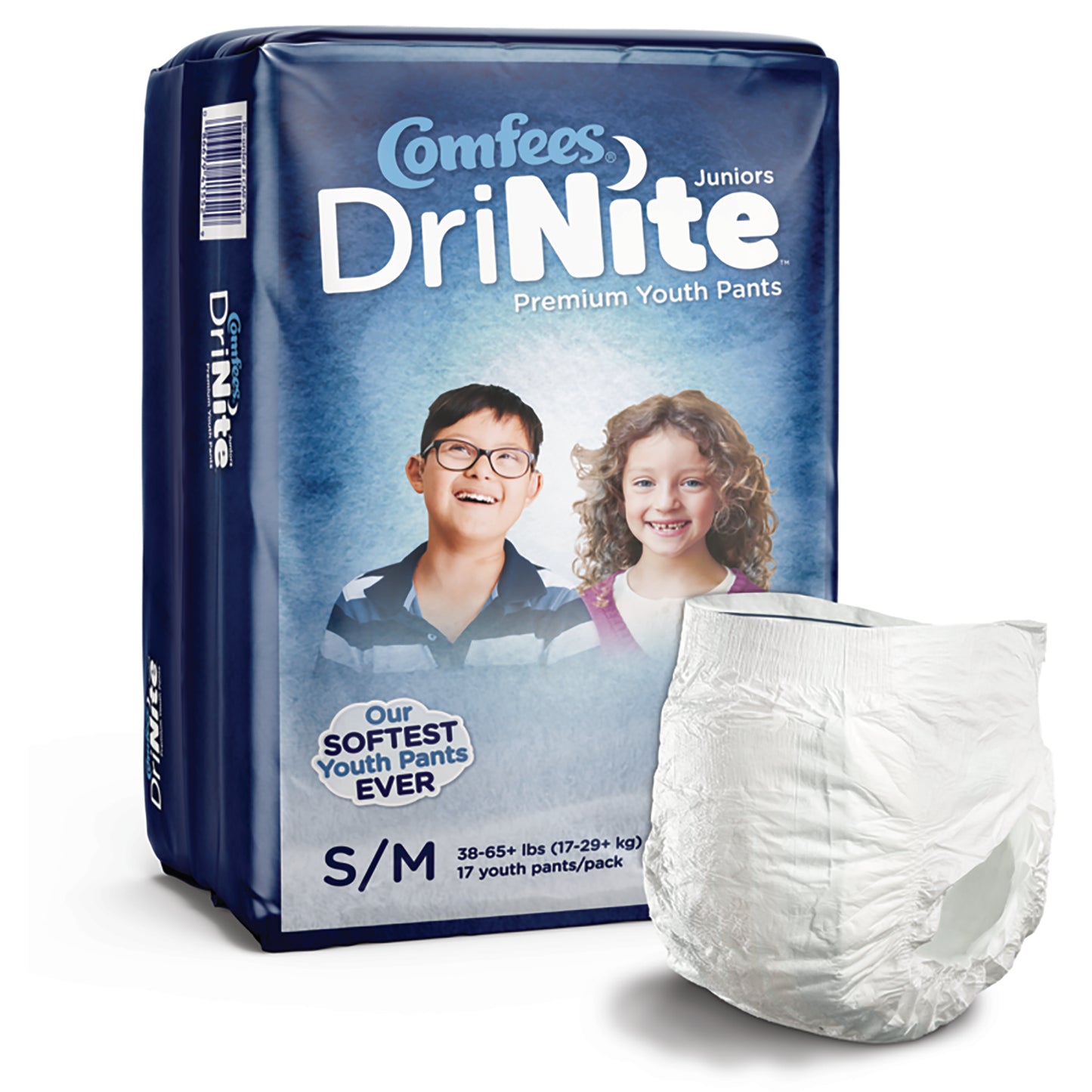 Comfees® DriNite® Juniors Unisex Youth Absorbent Underwear Pull On with Tear Away Seams Small / Medium Disposable Heavy Absorbency (1150965_BG)