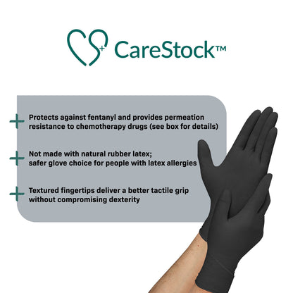 CareStock™ Exam Glove X-Large NonSterile Nitrile Standard Cuff Length Fully Textured Black Not Rated (1230895_CS)