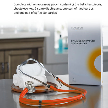 McKesson Sprague Stethoscope Orange 2-Tube 22 Inch Tube Double Sided Chestpiece (1089448_EA)