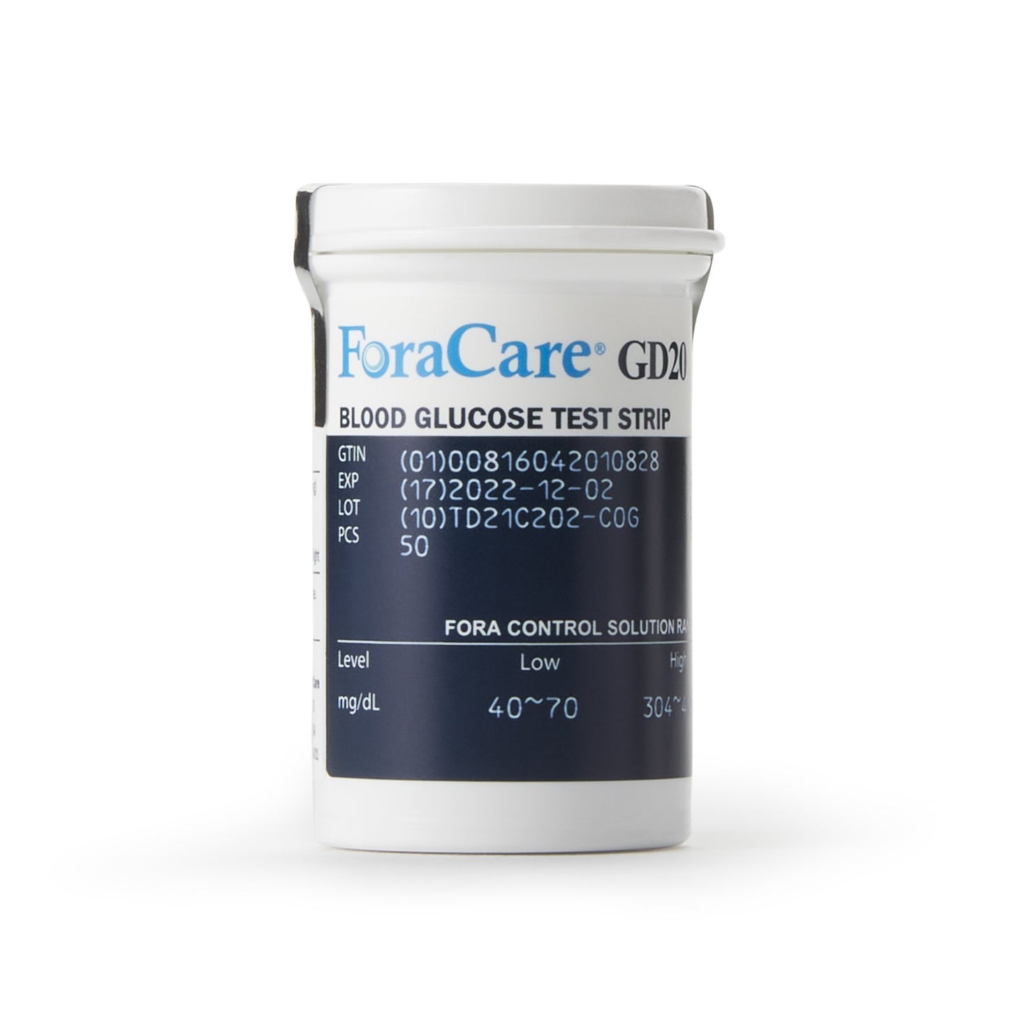 FORA GD20 Blood Glucose Test Strips 50 Strips per Pack (811910_BX)