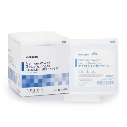 McKesson Gauze Sponge 2 X 2 Inch 8-Ply Sterile 2 per Pack (460859_CS)