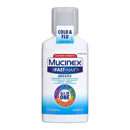 Mucinex® Fast-Max™ Cold & Flu Cold and Cough Relief 650 mg - 20 mg - 400 mg - 10 mg / 20 mL Strength Liquid 6 oz. (1120969_EA)