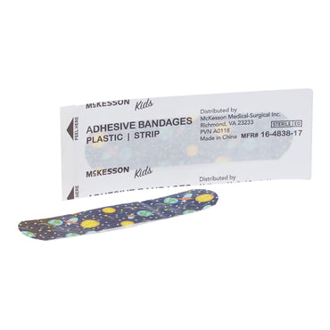 McKesson Kids™ Adhesive Strip 3/4 X 3 Inch Plastic Rectangle Kid Design (Assorted Prints) Sterile (1110980_CS)
