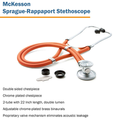 McKesson Sprague Stethoscope Orange 2-Tube 22 Inch Tube Double Sided Chestpiece (1089448_EA)