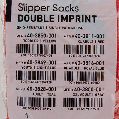 McKesson Terries™ Slipper Socks Unisex Adult X-Large Double Tread Single Patient Use Red (553042_CS)