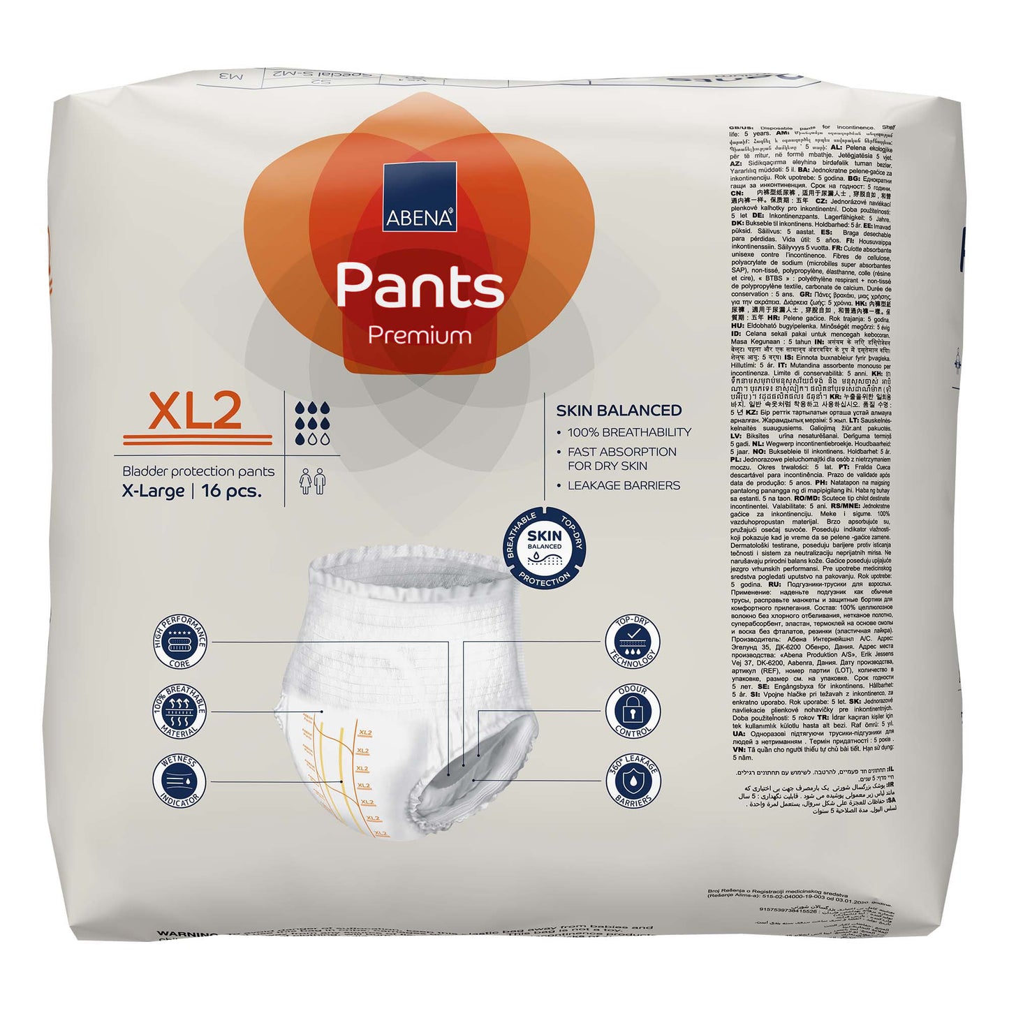 Abena® Premium Pants XL2 Unisex Adult Absorbent Underwear Pull On with Tear Away Seams X-Large Disposable Heavy Absorbency (1218237_CS)