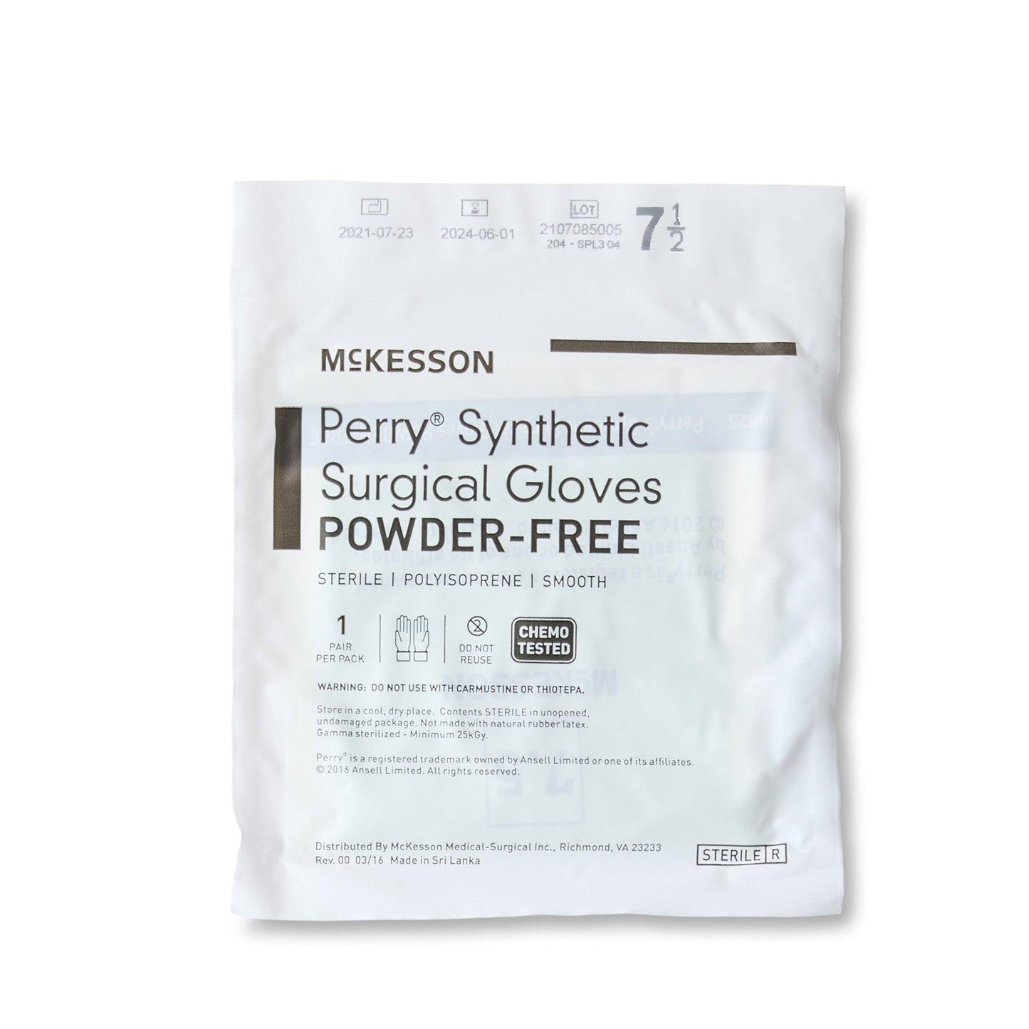 McKesson Perry® Performance Plus Surgical Glove Size 7.5 Sterile Polyisoprene Standard Cuff Length Smooth Green Chemo Tested (1044723_CS)