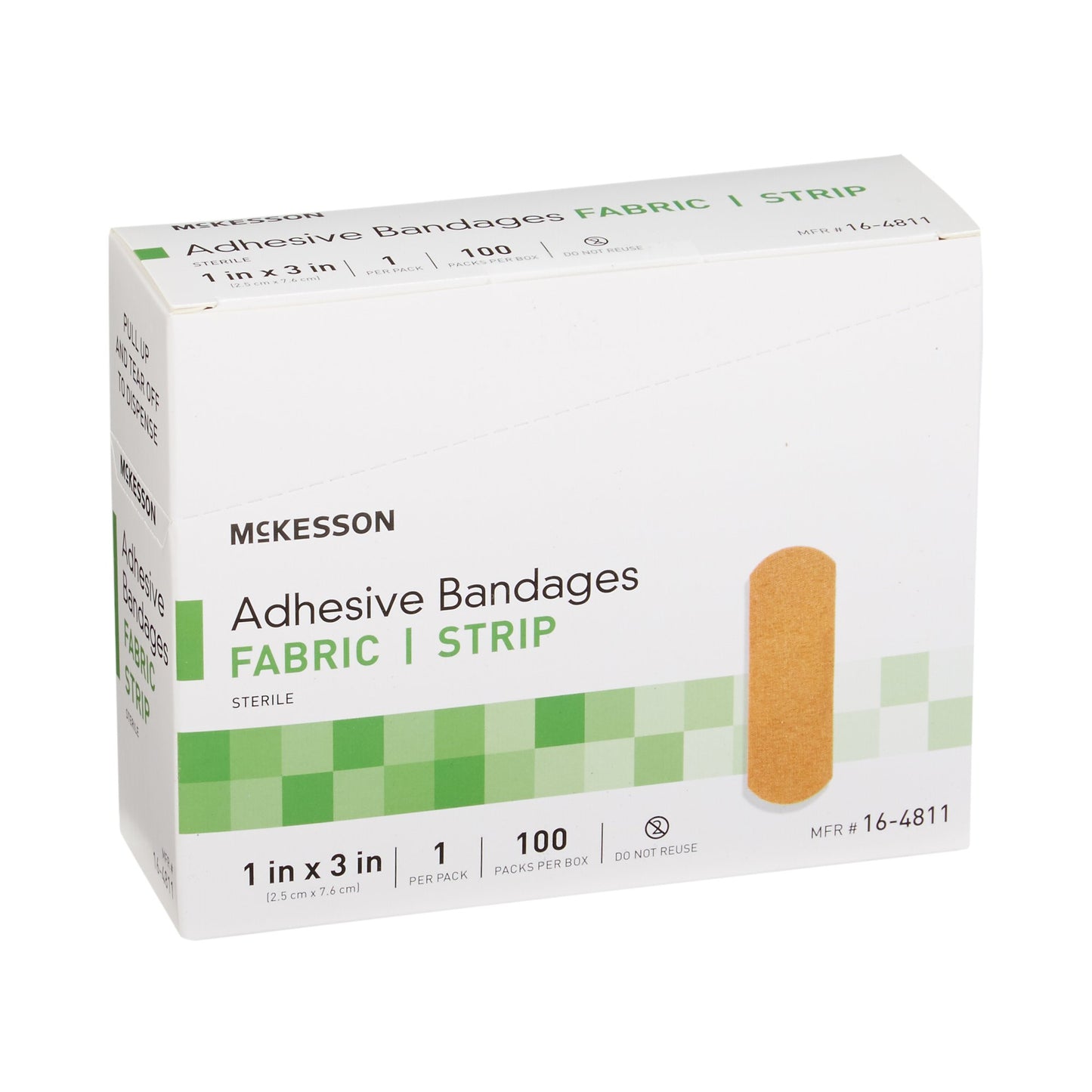 McKesson Adhesive Strip 1 X 3 Inch Fabric Rectangle Tan Sterile (466872_CS)