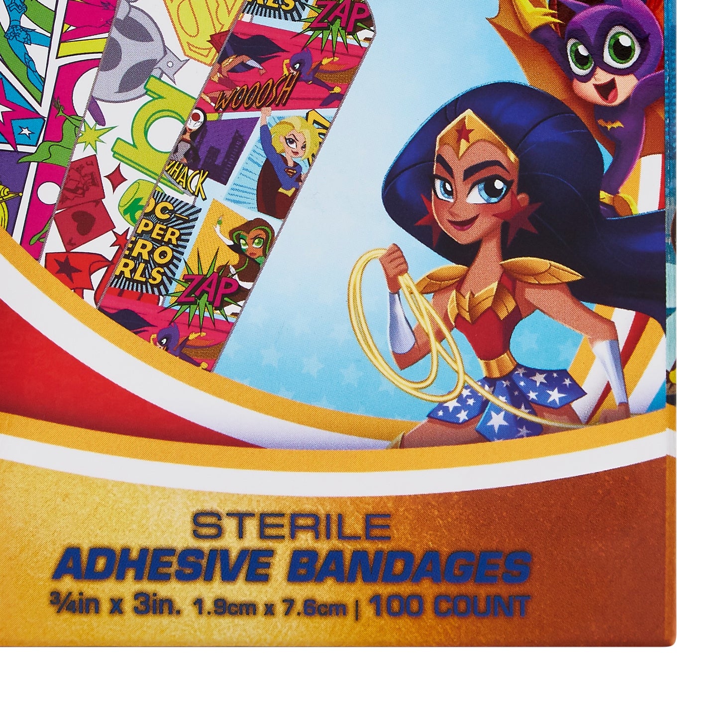 American® White Cross Stat Strip® Adhesive Strip 3/4 X 3 Inch Plastic Rectangle Kid Design (DC Super Hero Girls) Sterile (1018040_CS)