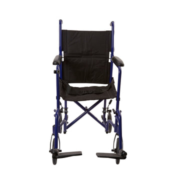 McKesson Transport Chair 19 Inch Seat Width Full Length Arm Swing-Away Footrest Aluminum Frame with Blue Finish (1065256_EA)