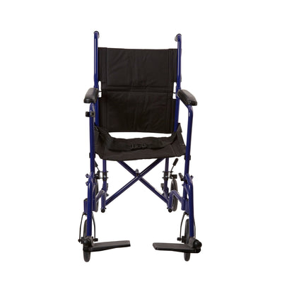 McKesson Transport Chair 19 Inch Seat Width Full Length Arm Swing-Away Footrest Aluminum Frame with Blue Finish (1065256_EA)