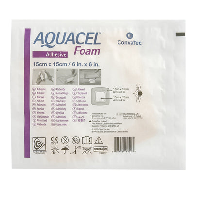 Aquacel® Foam Dressing 6 X 6 Inch With Border Waterproof Film Backing Silicone Adhesive Square Sterile (1118894_EA)