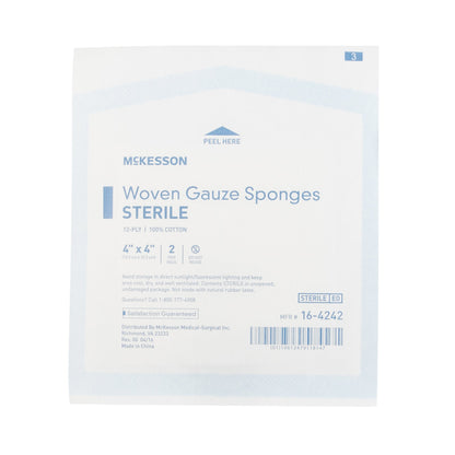 McKesson Gauze Sponge 4 X 4 Inch 12-Ply Sterile 2 per Pack (762703_CS)