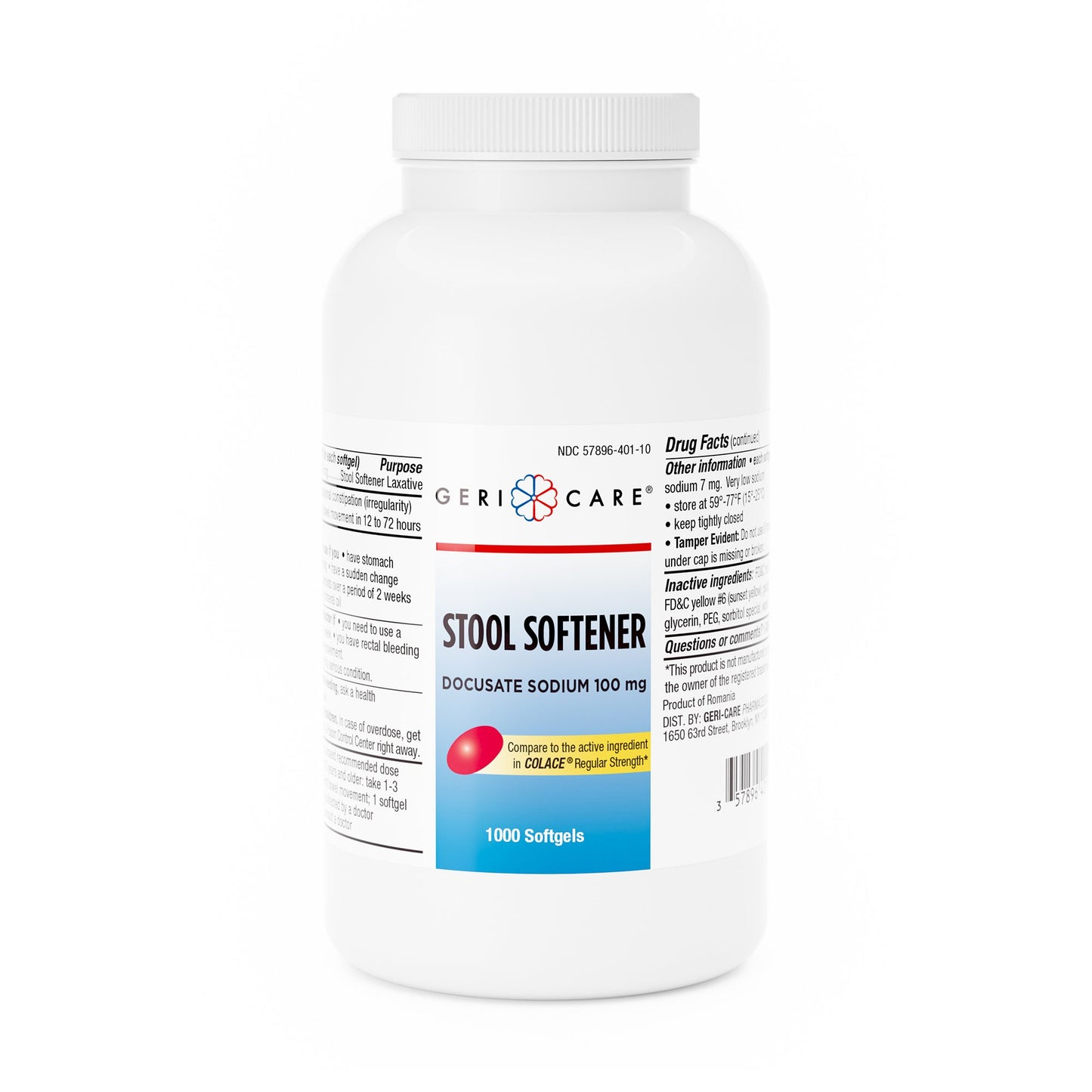 Geri-Care® Stool Softener Softgel 1,000 per Bottle 100 mg Strength Docusate Sodium (555682_CS)