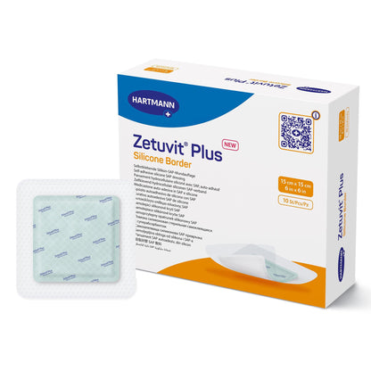 Zetuvit® Plus Silicone Border Super Absorbent Dressing Silicone Adhesive 6 X 6 Inch Square (1235831_BX)