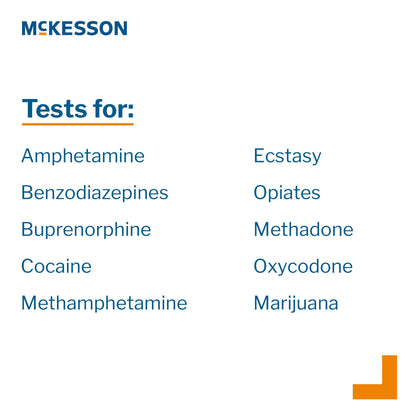 McKesson Drugs of Abuse Test Kit AMP, BUP, BZO, COC, mAMP/MET, MDMA, MTD, MOP300, OXY, THC (OX, pH, SG) 25 Tests CLIA Waived (1101531_BX)
