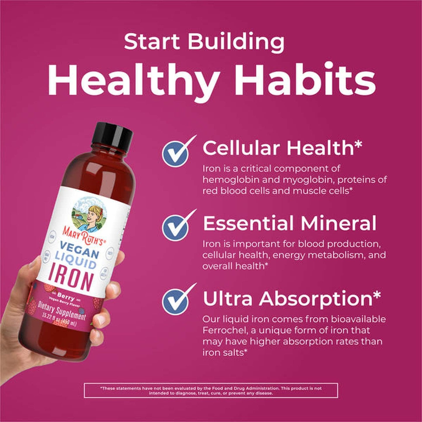 Mary Ruth's® Liquid Iron Dietary Supplement Iron 6 to 18 mg Strength Liquid 16 oz. Berry Flavor (1271764_EA)