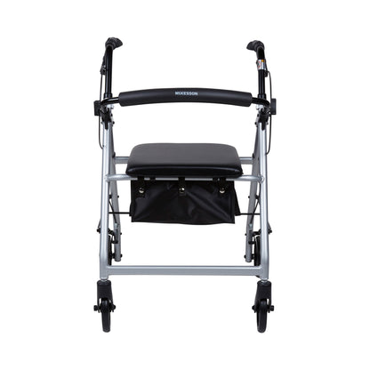 McKesson 4 Wheel Rollator Silver Adjustable Height / Folding Aluminum Frame (1065267_EA)