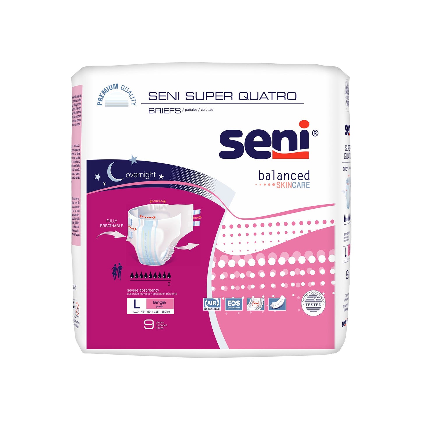 Seni® Super Quatro Unisex Adult Incontinence Brief Large Disposable Heavy Absorbency (1163835_CS)