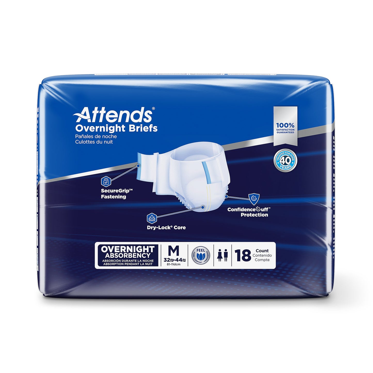 Attends® Overnight Unisex Adult Incontinence Brief Medium Disposable Heavy Absorbency (1078990_BG)