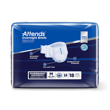 Attends® Overnight Unisex Adult Incontinence Brief Medium Disposable Heavy Absorbency (1078990_BG)
