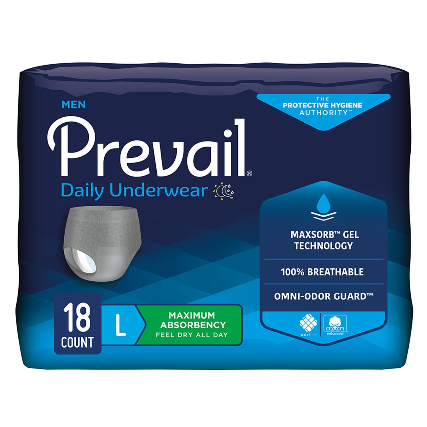 Prevail® Daily Underwear Male Adult Absorbent Underwear Pull On with Tear Away Seams Large Disposable Heavy Absorbency (889080_BG)