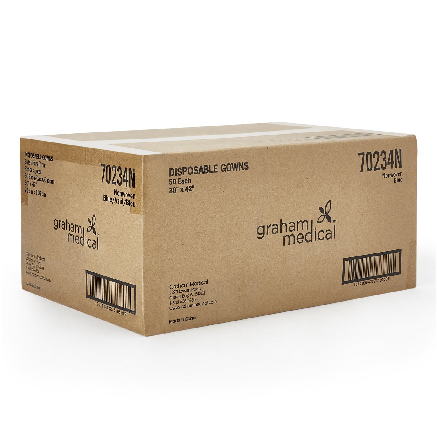 Graham Medical Products Patient Exam Gown Medium / Large Blue Disposable (178198_CS)